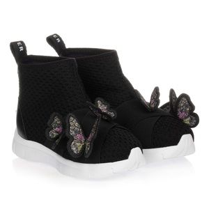 SOPHIA WEBSTER MINI BLACK BUTTERFLY SOCK TRAINERS